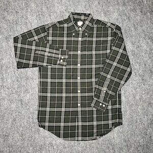 Brooks Brothers Madison Plaid Button Down Shirt Mens Small Non Iron Green White